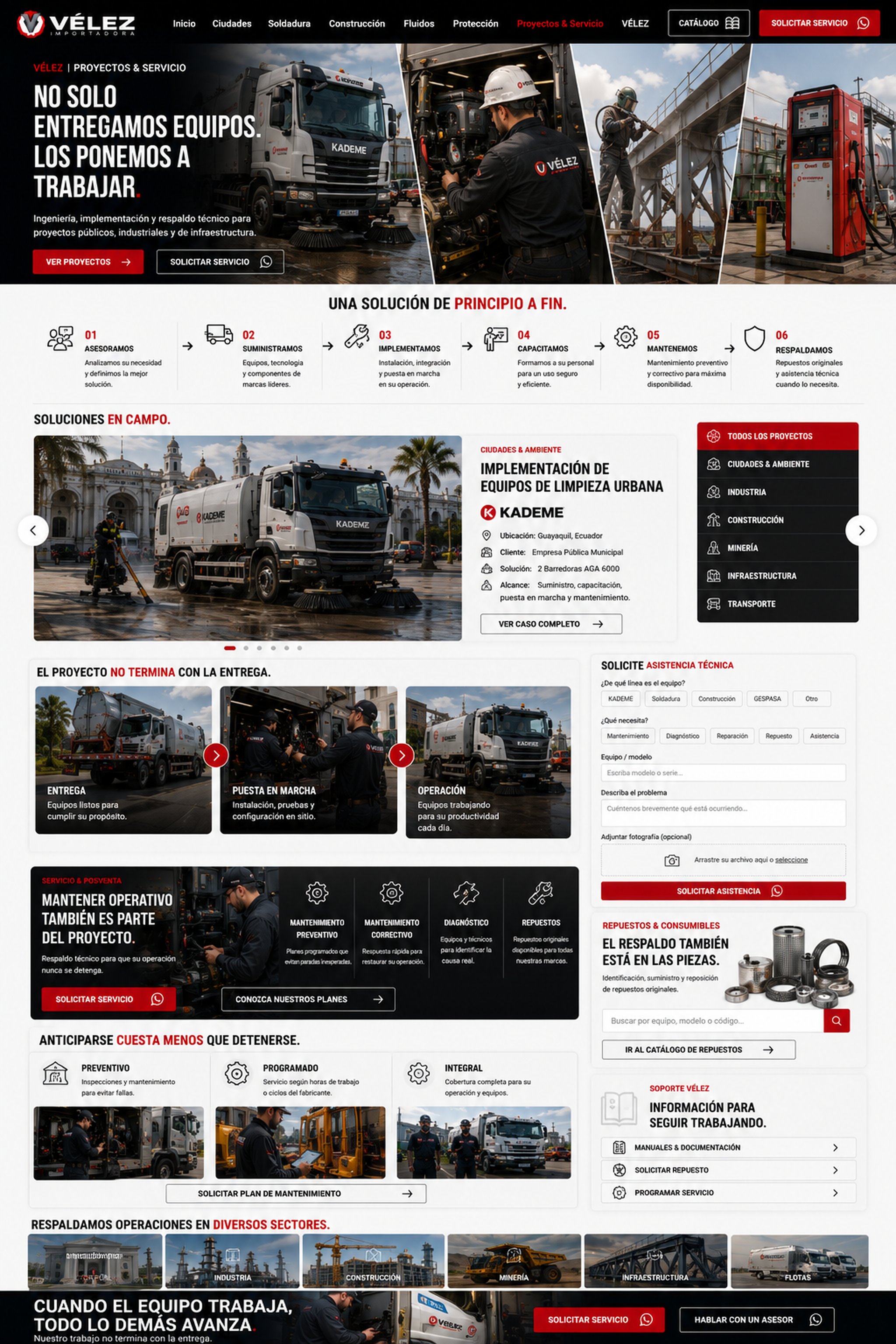 Diseño de la página Proyectos & Servicio de VÉLEZ